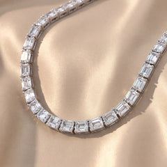 19.60 CT Emerald Cut Diamond Tennis Necklace