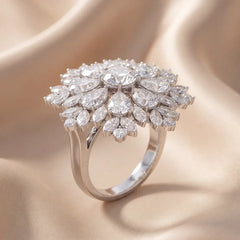 3.58 CT Multi Shape Diamond Floral Cocktail Ring