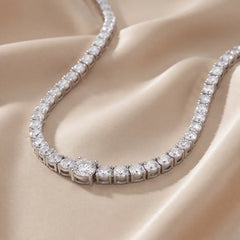 11.66 CT Round Cut Diamond Train Stop Tennis Necklace