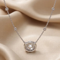 2.21 CT Oval Diamond Station Chain Necklace