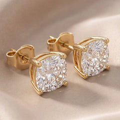 2 CT Square Cushion Diamond Stud Earrings