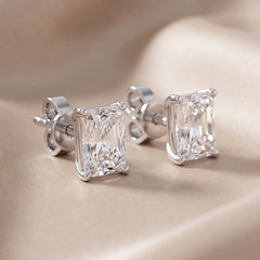 1 CT Radiant Diamond Stud Earrings
