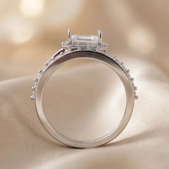 1.47 CT Emerald-cut Diamond Halo Bypass Ring