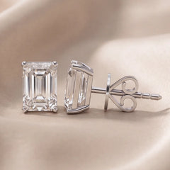3 CT Emerald Diamond Stud Earrings