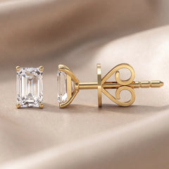 1 CT Emerald Diamond Stud Earrings