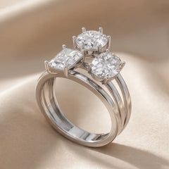 3.00 CT Multi Shape Diamond Three Stone Cluster Ring