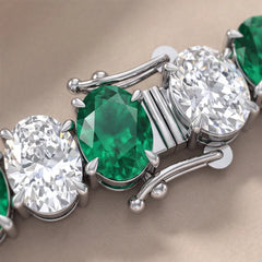 23.10 CT Oval Diamond & Emerald Tennis Bracelet