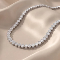 12.30 CT Oval Cut Diamond Bezel Tennis Necklace