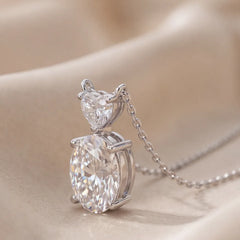 1.20 CT Oval & Heart Diamond Drop Chain Necklace