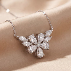 1.03 CT Multi Shape Diamond Floral Station Necklace