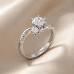 0.70 CT Round Diamond Bypass Two Stone Ring