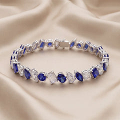 6.93 CT Multi Shape Diamond & Sapphire Tennis Bracelet
