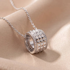 0.36 CT Round Diamond Studded Barrel Pendant with Chain