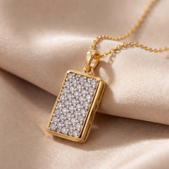 0.53 CT Round Diamond Pave Rectangle Bar Pendant