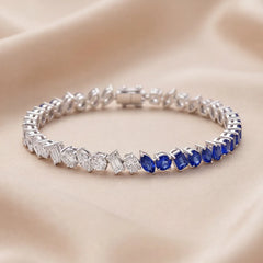 6.93 CT Multi Shape Diamond & Sapphire Tennis Bracelet