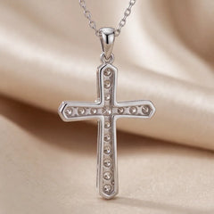 0.69 CT Round Diamond Cross Chain Necklace