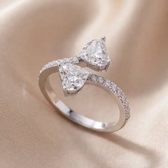 2.09 CT Heart Diamond Bypass Two Stone Ring