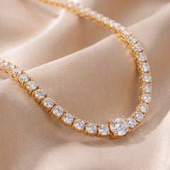 11.66 CT Round Cut Diamond Train Stop Tennis Necklace