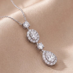 4.17 CT Multi Shape Diamond Halo Drop Chain Necklace