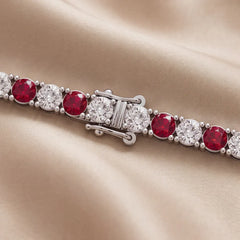 6.76 CT Round Diamond & Ruby Tennis Bracelet