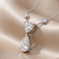 2.91 CT Pear & Heart Diamond Station Drop Chain Necklace