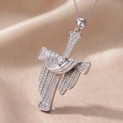 0.91 CT Heart Diamond Draped Cross Chain Necklace