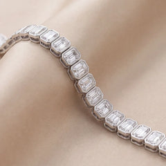 4.62 CT Emerald Cut Diamond Bezel Tennis Bracelet