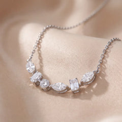 1.20 CT Multi Shape Diamond Bezel Bar Necklace