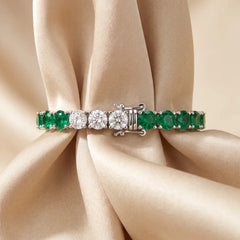 8.80 CT Round Diamond & Emerald Tennis Bracelet