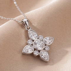 2.13 CT Round & Pear Diamond Star Chain Necklace