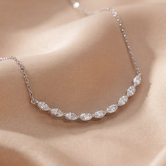 0.63 CT Marquise Diamond Curved Bar Chain Necklace