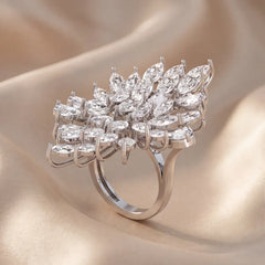 15.30 CT Pear & Marquise Diamond Cluster Cocktail Ring