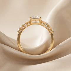 1.34 CT Emerald-cut Diamond Solitaire Side Stone Ring