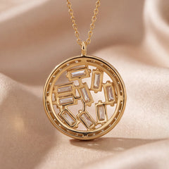 2.91 CT Baguette & Round Diamond Circle Pendant