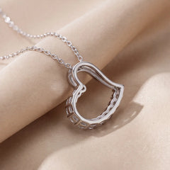 0.46 CT Round Diamond Open Heart Chain Pendant