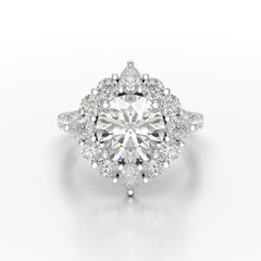 4.95 Carat Round Pear Lab Diamond Ring - Jama Jewels 