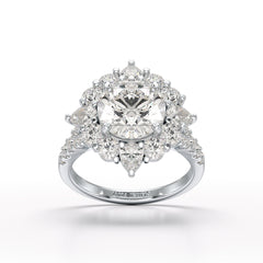 4.95 Carat Round Pear Lab Diamond Ring - Jama Jewels 