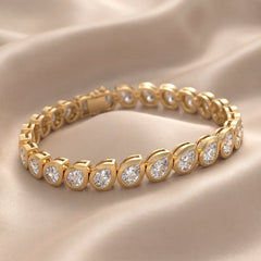 3.57 CT Pear Diamond Bezel Tennis Bracelet
