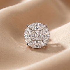 2.04 CT Marquise & Princess-Cut Diamond Cluster Studs