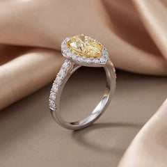 2.40 CT Yellow Pear Halo Ring
