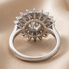 1.14 CT Round & Tapered Baguette Diamond Halo Ring