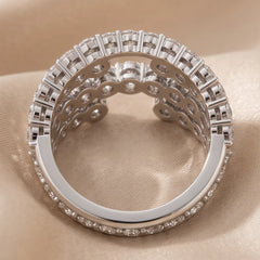 1.85 CT Round Diamond Triple Row Band Ring