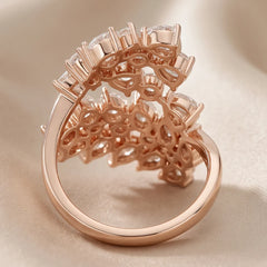 2.15 CT Pear & Round Diamond Scattered Cluster Bypass Ring