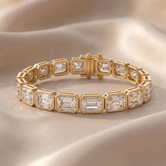 12.00 CT Emerald Cut Diamond Bezel Tennis Bracelet