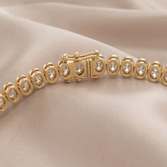 12.30 CT Oval Cut Diamond Bezel Tennis Necklace