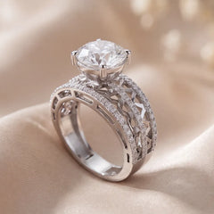 2.42 CT Round Diamond Wide Band Solitaire Ring
