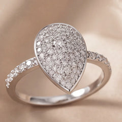 1 CT Round Diamond Pear Cluster Ring