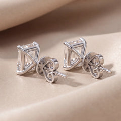 2 CT Radiant Diamond Stud Earrings