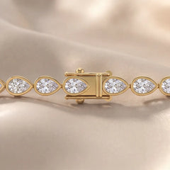 7.50 CT Pear Diamond Bezel Tennis Bracelet