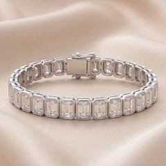 4.62 CT Emerald Cut Diamond Bezel Tennis Bracelet